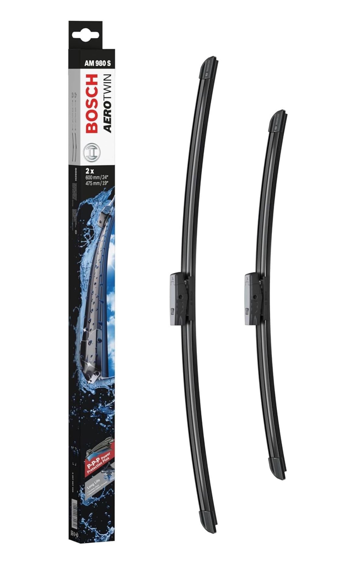 Bosch Wiper Blade Aerotwin AM980S, Length: 600mm/ 24'' 475mm/19'' − Set of Front Wiper Blades