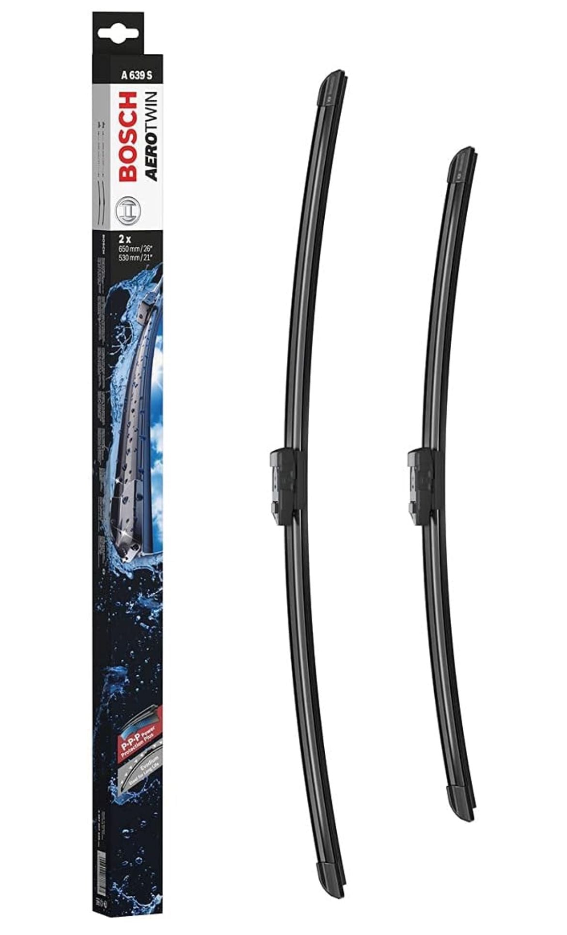 Bosch Wiper Blade AeroTwin A639S, Length: 650mm/26'' 530mm/21'' - Set of Front Wiper blades