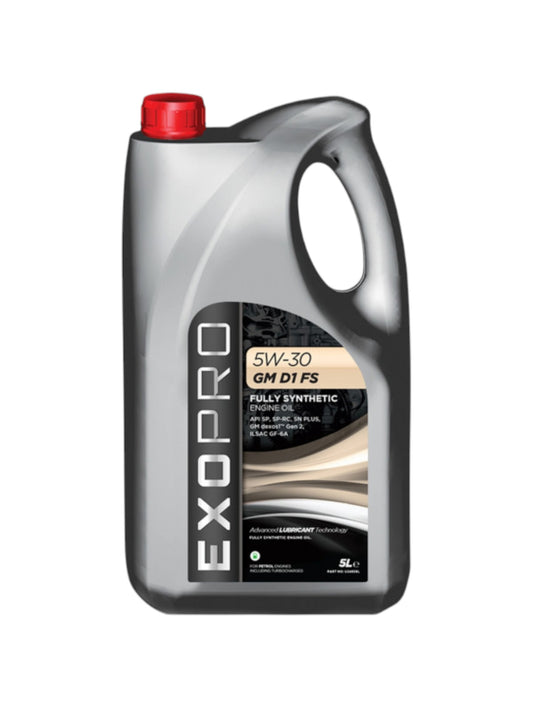 Exopro 5W-30 GM D1 FS Fully Synthetic Engine Oil 5 Litre | High Performance Motor Oil for GM, Vauxhall, and Opel Petrol & Diesel Engines | API SP, Dexos1 Gen 2 Approved | Advanced Lubricant Technology for Maximum Engine Protection