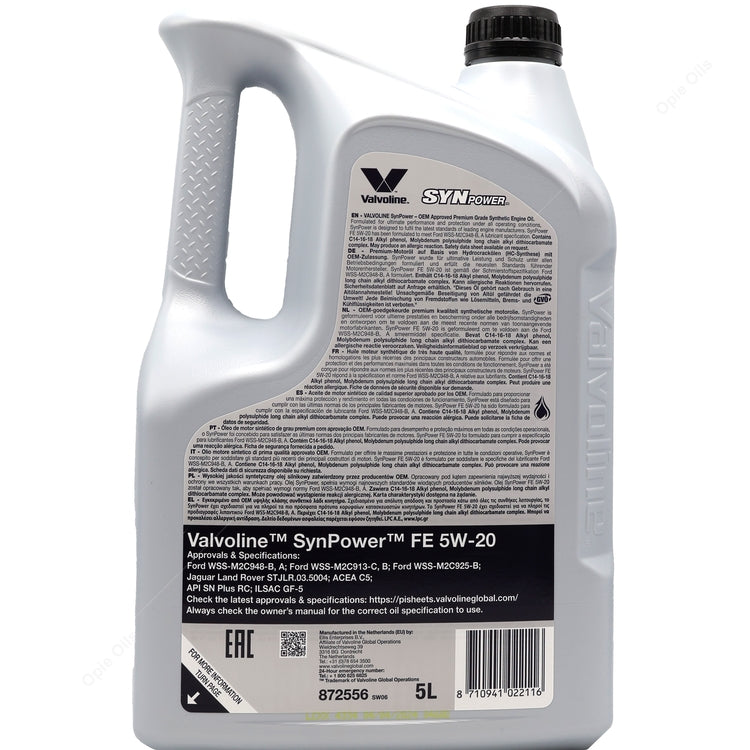 Valvoline Synthetic 5W-20 5 Litre