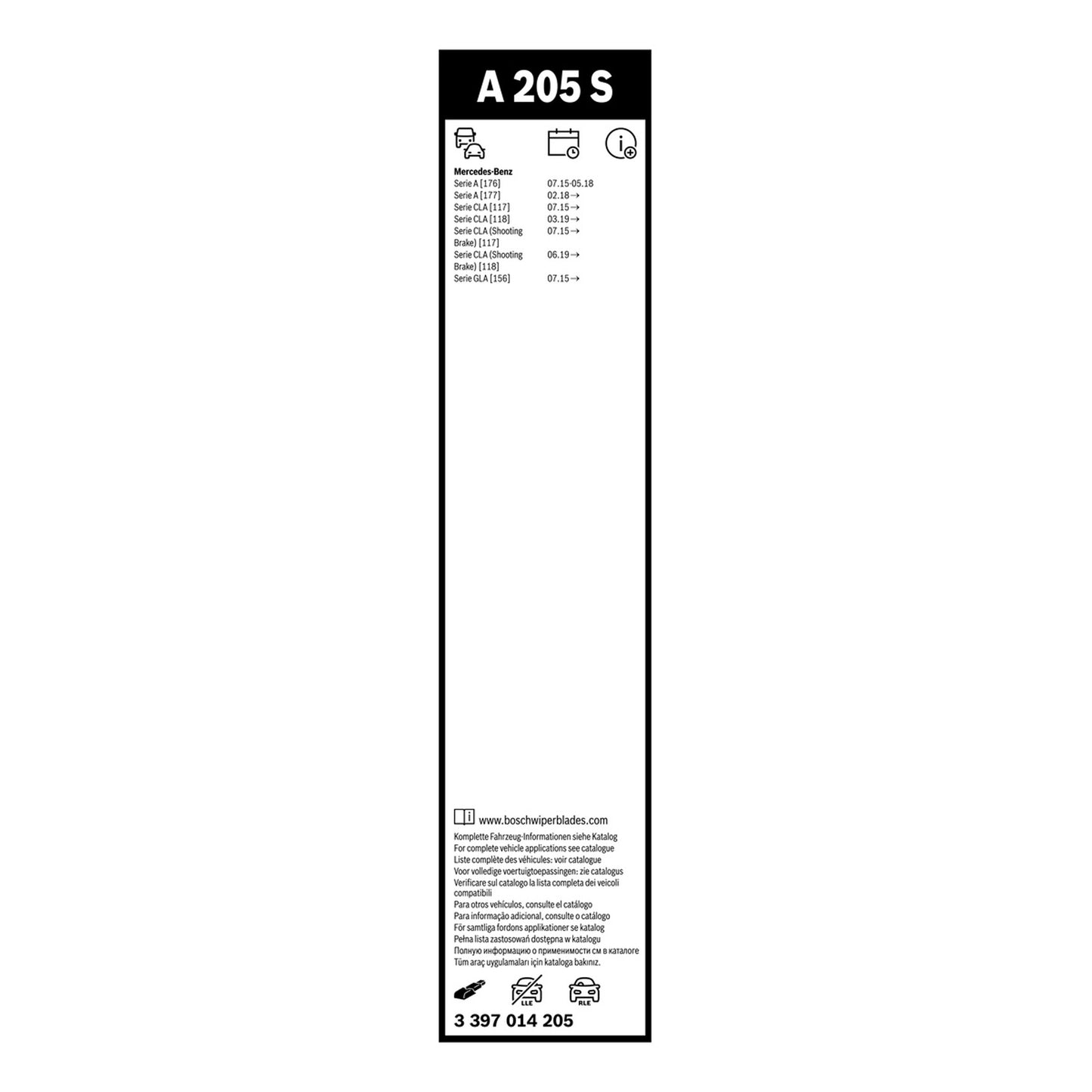 Bosch AeroTwin Windscreen Wipers A 205 S