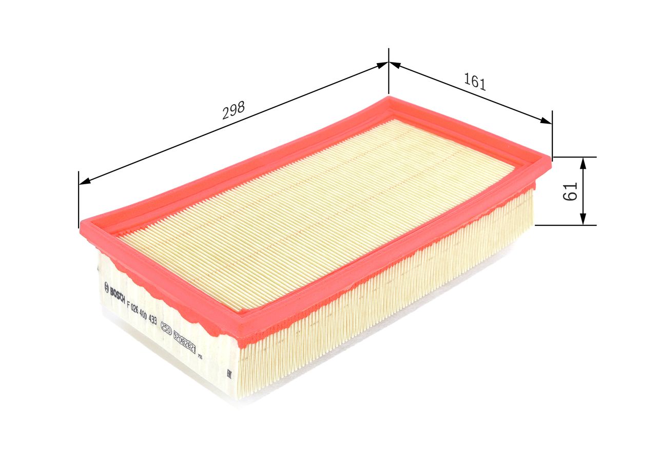 Bosch Air Filter F026400433 for Peugeot, Citroën, Vauxhall, Toyota, Fiat, Opel, DS – BlueHDi, Turbo D, Multijet Engines (2013–2023)