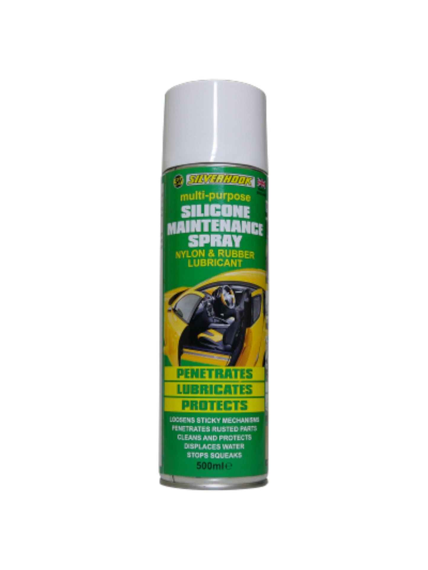 Silverhook Multi-Purpose Silicone Maintenance Spray 500ml | Nylon & Rubber Lubricant for Cars, Doors & Machinery