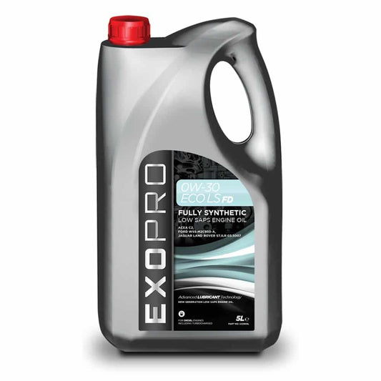 Exopro 0W-30 ECO LS FD Fully Synthetic Low SAPS Engine Oil 5L – ACEA C2 – Ford WSS-M2C950-A – Jaguar Land Rover STJLR.03.5007