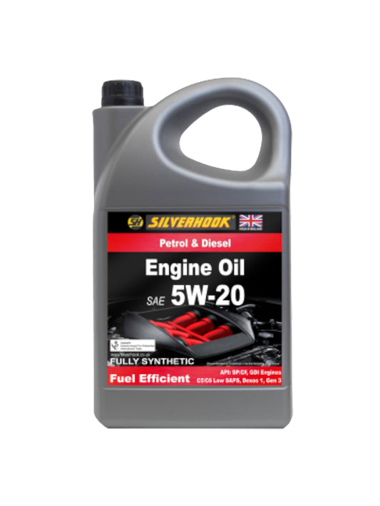 Silverhook 5W-20 Engine Oil – 5L | Fully Synthetic | Petrol & Diesel | API SP, GDI, Low SAPS, Dexos 1 Gen 3