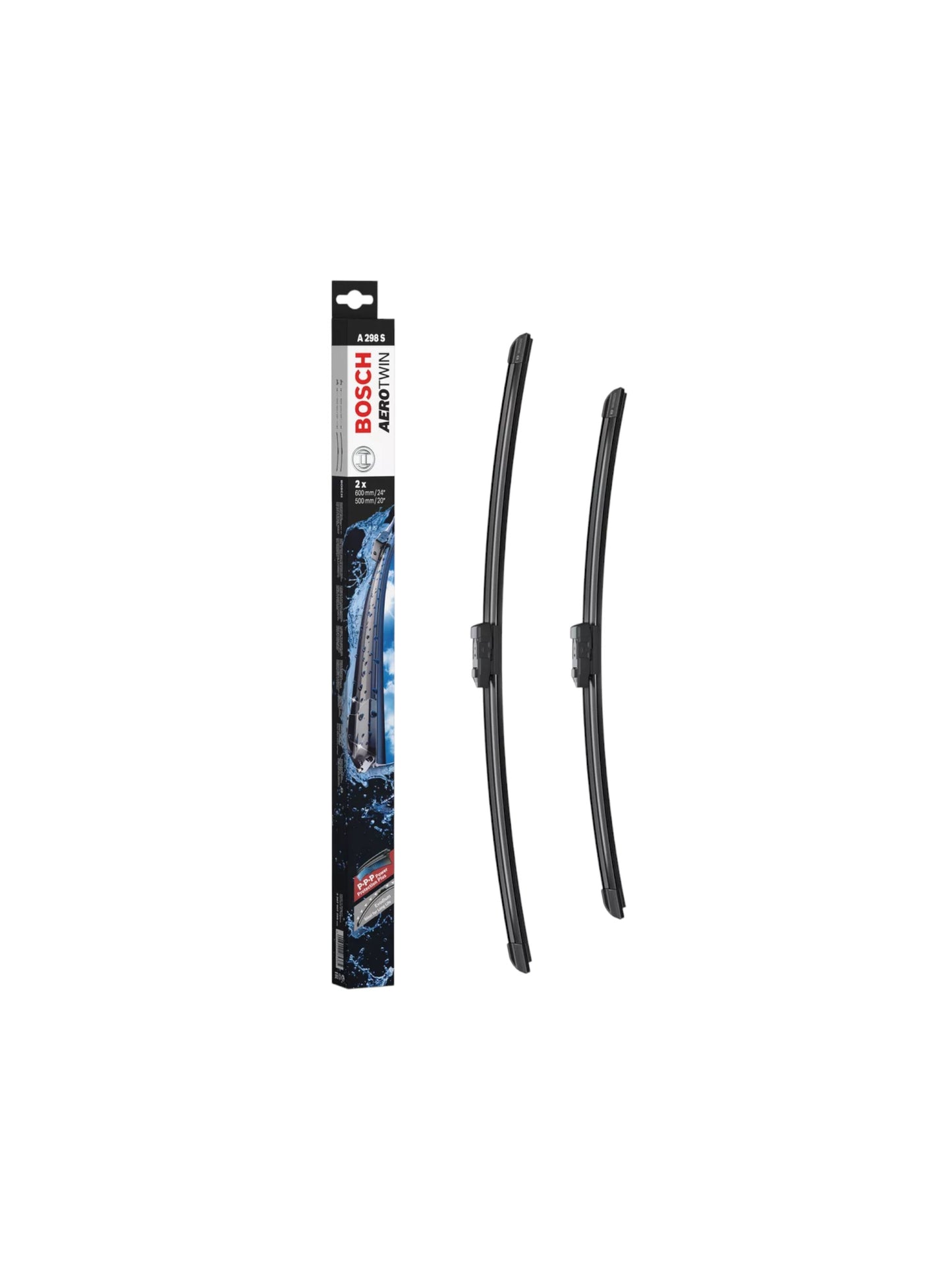 Bosch A298S Aerotwin Wiper Blades – 2x Set (600mm/500mm) | Premium Flat Windscreen Wipers | All-Weather Performance | Quiet, Streak-Free Wiping | OEM Quality