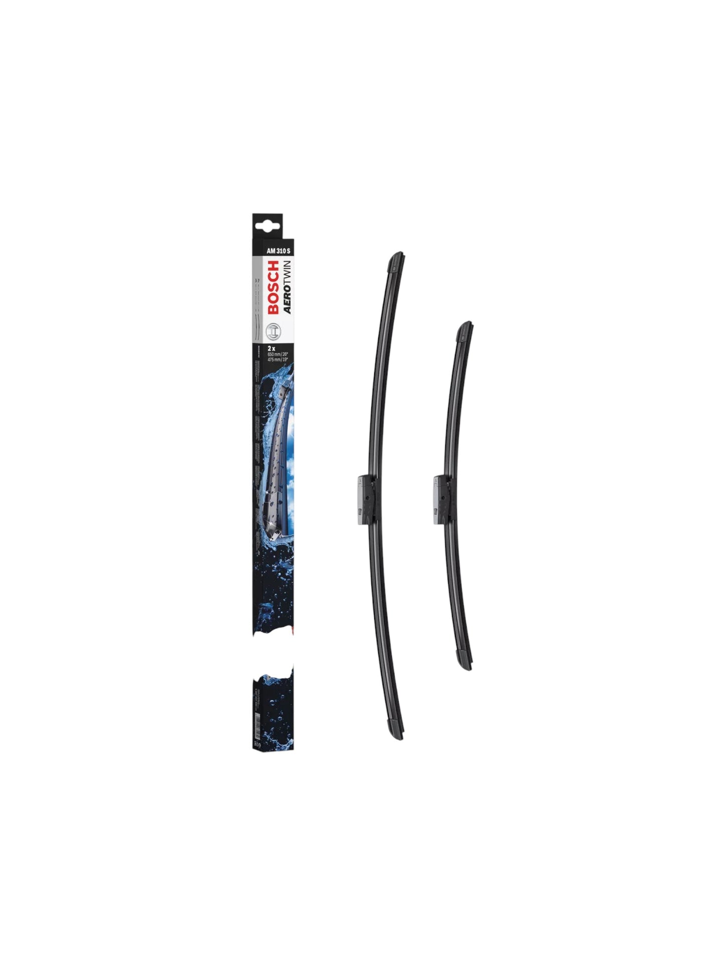 Bosch AeroTwin AM310S Wiper Blades – 2x Set (Front) | 650mm & 475mm | Premium Flat Blade Performance