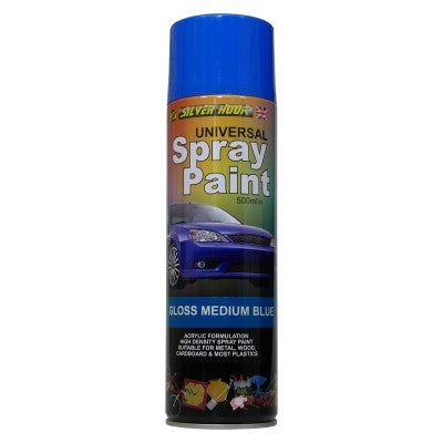 Silverhook Universal Spray Paint 500ml – Gloss Medium Blue | Multi-Surface Acrylic for Metal, Plastic, Wood & More