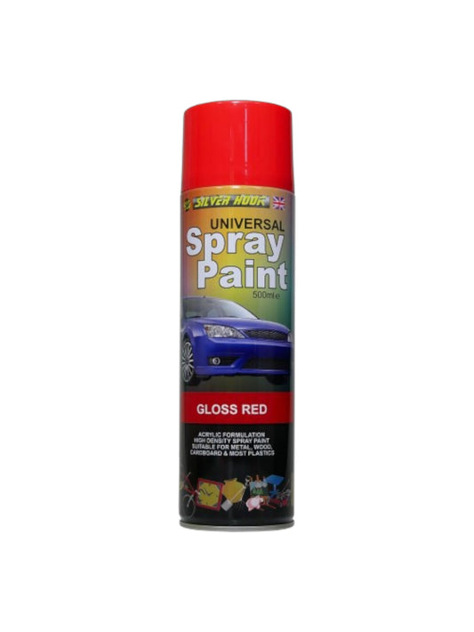 Silverhook Universal Gloss Red Spray Paint 500ml – For Metal, Wood, Cardboard & Plastics