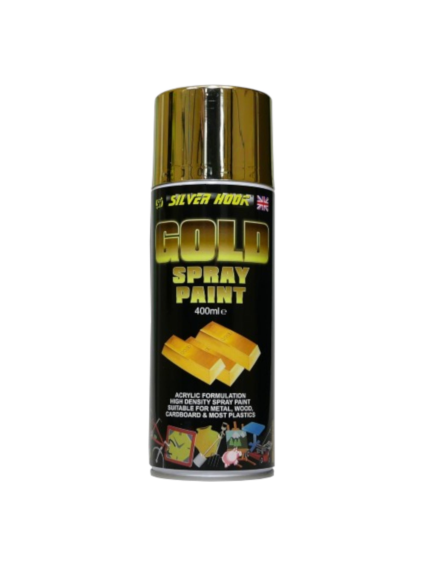 Silverhook Gold Spray Paint 400ml – High Gloss Metallic Gold Finish for DIY, Auto & Craft Projects
