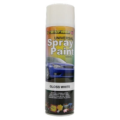 Silverhook Universal Spray Paint 500ml – Gloss White | High-Density Acrylic for Car, Metal, Plastic & Wood