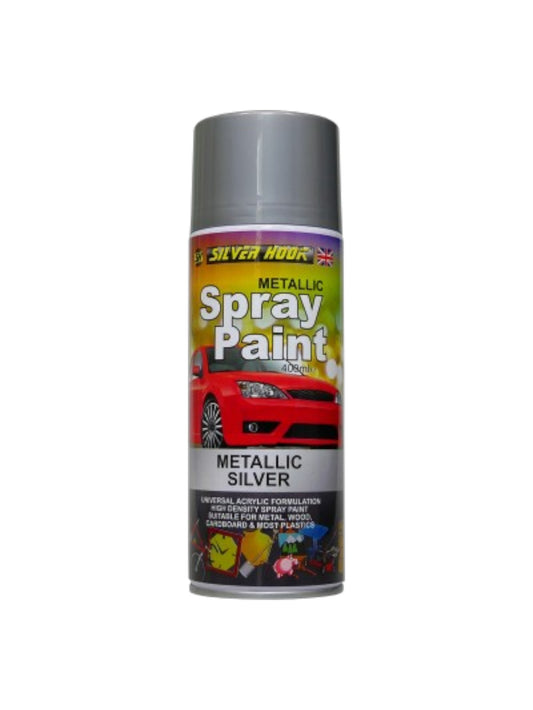 Silverhook Metallic Spray Paint – Metallic Silver 400ml Universal Finis