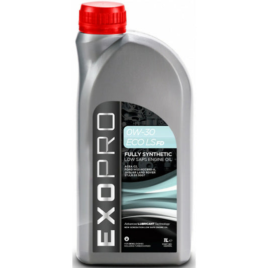 Exopro 0W-30 ECO LS FD Fully Synthetic Low SAPS Engine Oil 1L – ACEA C2 – Ford WSS-M2C950-A – Jaguar Land Rover STJLR.03.5007