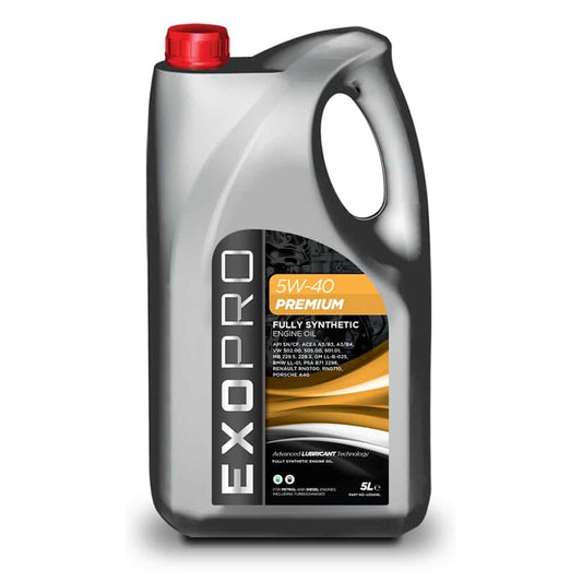 Exopro 5W-40 Premium Fully Synthetic Engine Oil 5L – ACEA A3/B4 – API SN/CF – Petrol & Diesel – Turbo Safe