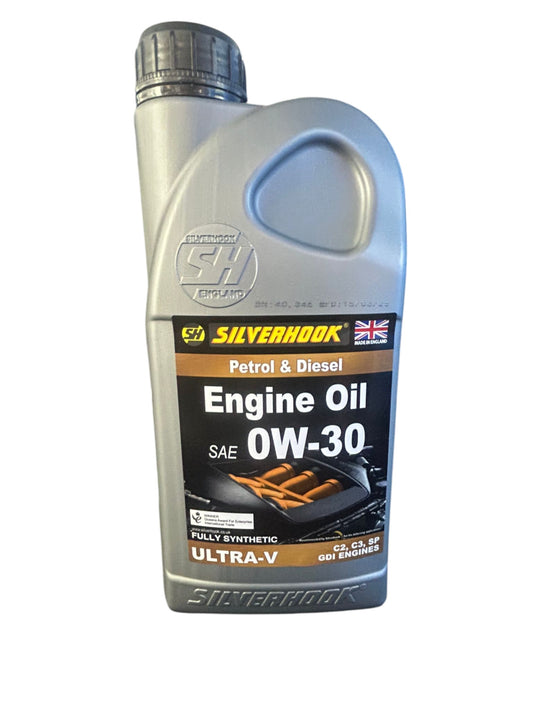 Silverhook Ultra-V 0W-30 Fully Synthetic Engine Oil – 1 Litre for Petrol & Diesel GDI Engines